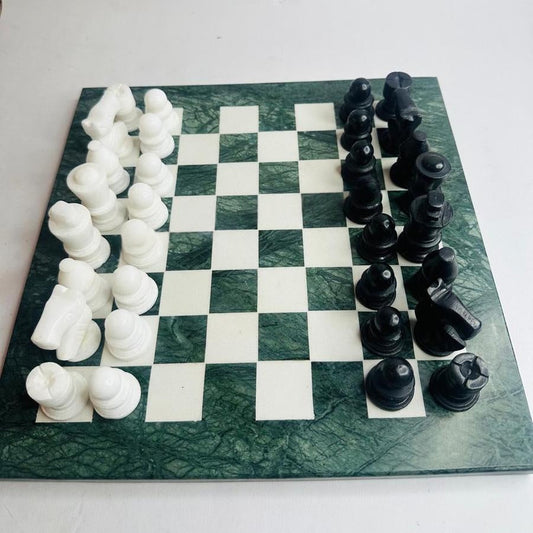 Miniature Green & White Marble Chess Set - Chess sets for sale USA